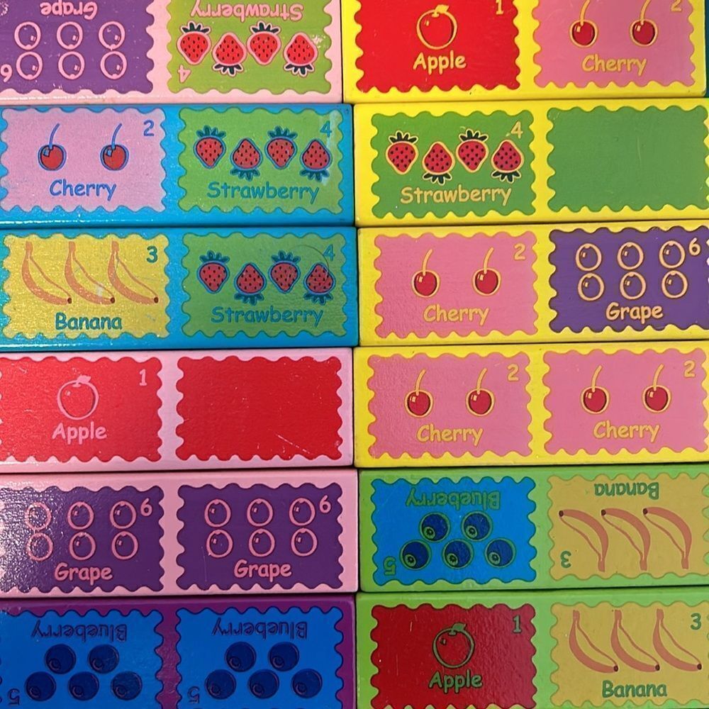 22 pcs /Set Wooden Fruit number Pairing Domino Puzzle Blocks
